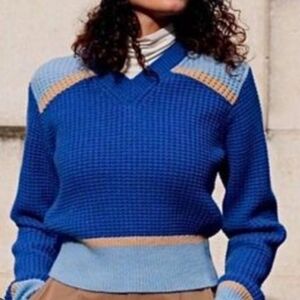 NWT MARNI CHUNKY KNIT BLOCK BLUE SWEATER SIZE S